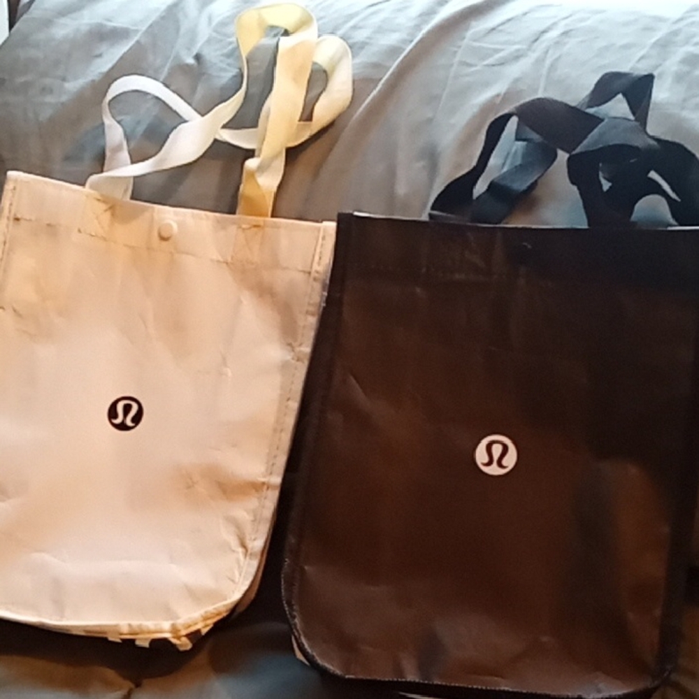 lululemon athletica White and Black Tote Bags